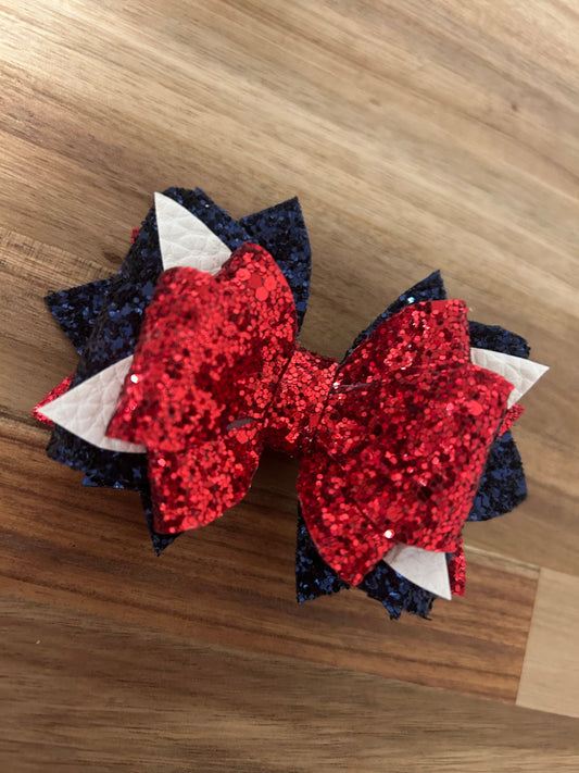 Glitter Tumbler Bow for Stanley, straw topper, red white blue patriotic navy USA glitter