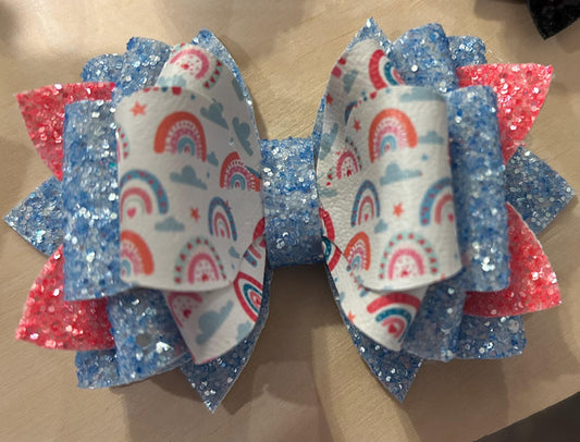 Can customize colors, Glitter Tumbler Bow for Stanley, straw topper, spring rainbow pink orange coral peach blue denim hydrangea