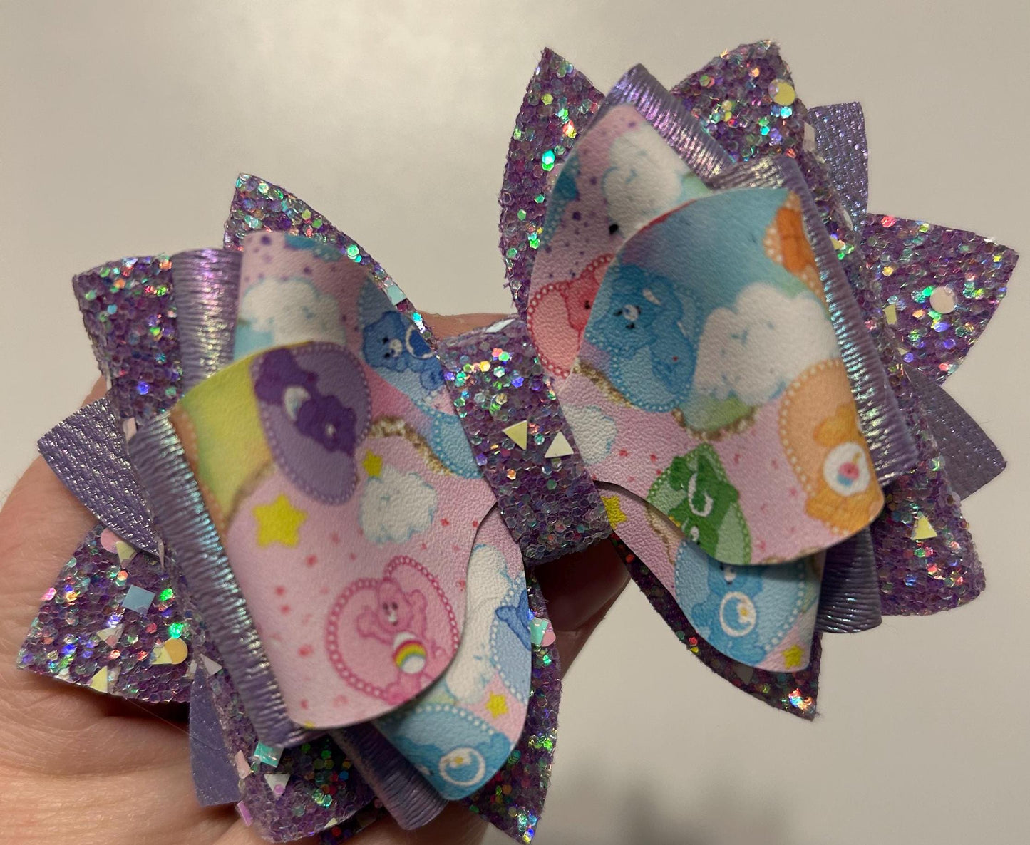 Purple Care Bears girly Tumbler Bow for Stanley, straw topper. Lavender yellow pink orange white purple peony periwinkle shimmer dahlia