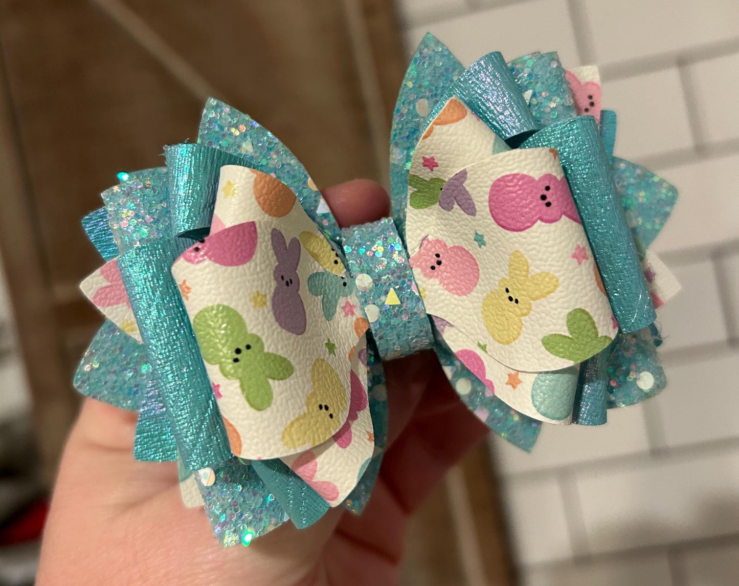 Stanley Tumbler bow AQUA light pink baby peach lavender yellow teal mint orange purple Glitter Straw Topper peep bunny Easter rabbit pink