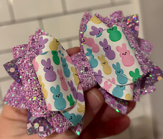 Stanley Tumbler bow light pink baby peach lavender yellow teal mint orange purple Glitter Straw Topper peep bunny Easter rabbit pink purple