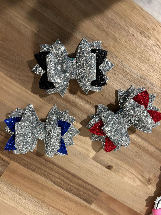 Glitter Tumbler Bow for Stanley, straw topper, black glitter silver blue red