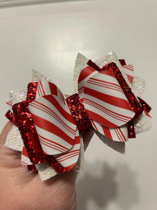 Glitter Tumbler Bow for Stanley, straw topper, Christmas holiday gingerbread man men candy cane red white tree peppermint stripe