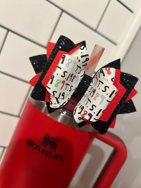 Taylor Swift Swifties 1989 Tumbler Bow for Stanley, straw topper black white red lava azure blue green lavender custom colors eras midnights