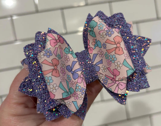 Can customize colors Glitter Tumbler Bow for Stanley, straw topper, Easter peeps hydrangea lavender pink mint julep silver green croquet