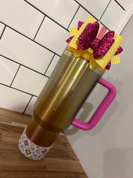 Stanley tumbler bow topper for straw stanley Starbucks summer purple yellow gold lakers glitter