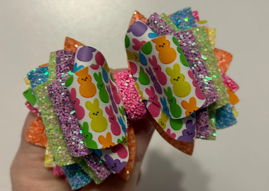 Can customize colors, Glitter Tumbler Bow for Stanley, straw topper, Easter peeps bunny pastel lavender white pink purple mint peach glitter