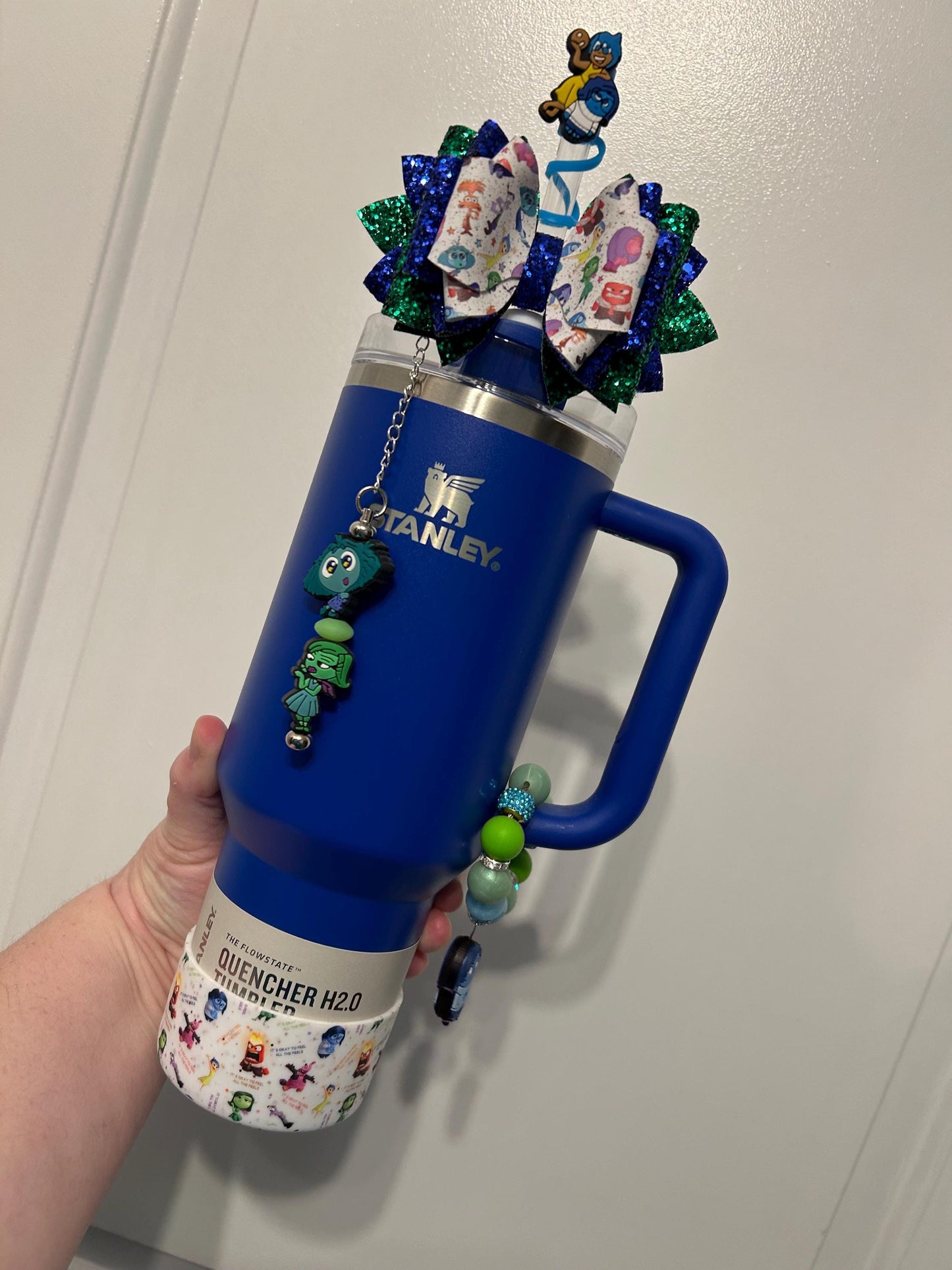 Emotions inside out Tumbler Bow for Stanley, straw topper blue orange red purple yellow green CAN CUSTOMIZE COLORS joy sadness anxiety