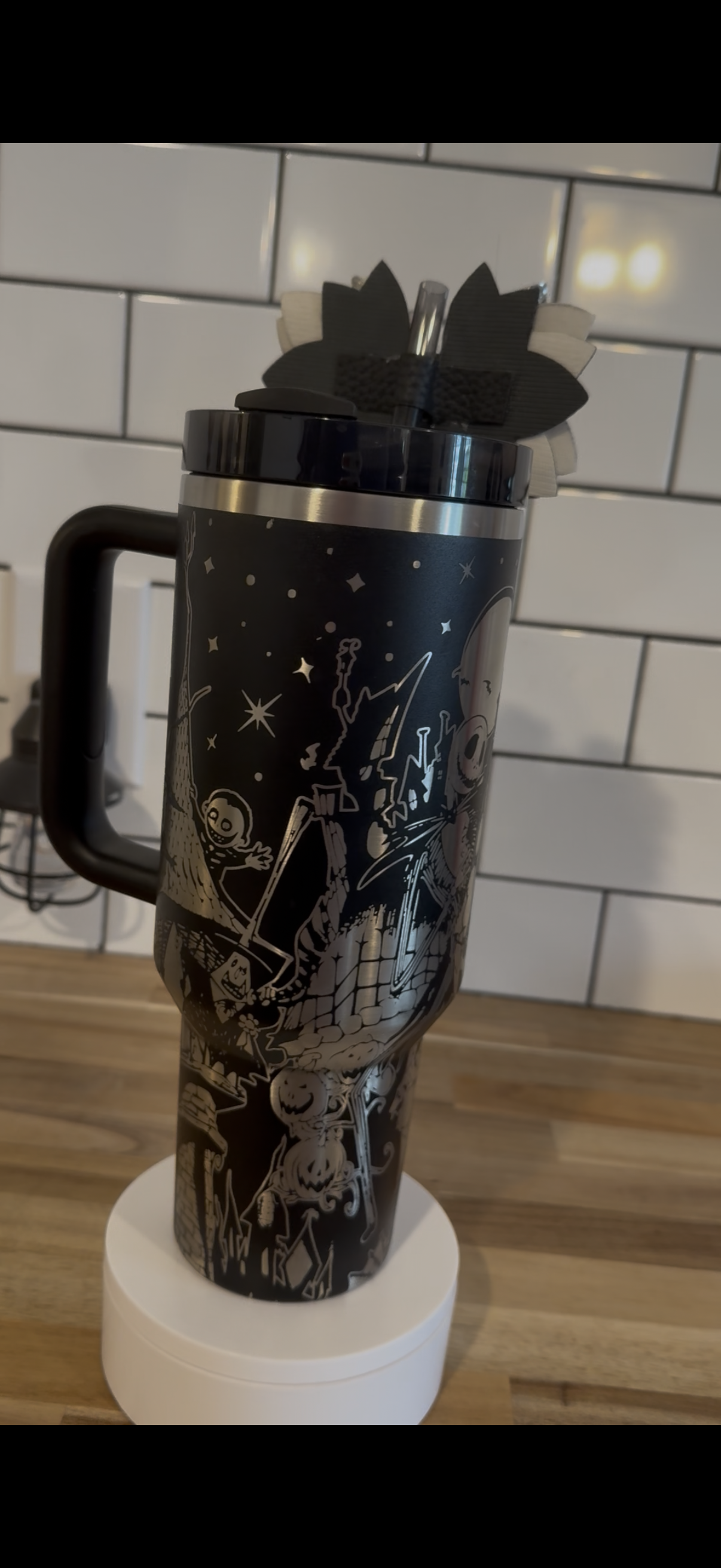 Engraved Stanley Quencher 2.0 tumbler 40oz, NBC Christmas before the nightmare with sally and Jack