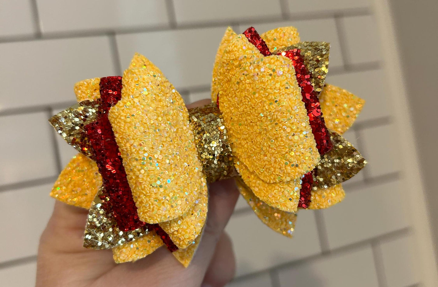 Glitter Tumbler Bow for Stanley, straw topper, red gold yellow belle beauty beast and princess inspired tale before time