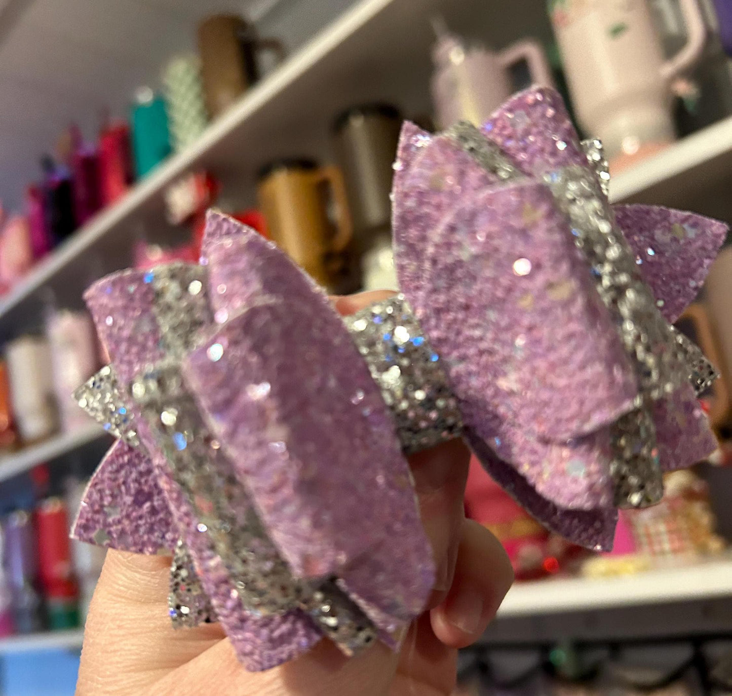 Stanley Tumbler Bow diamond Glitter Straw Topper lavender purple lilac pastel amethyst winter wonderland silver dahlia shimmer