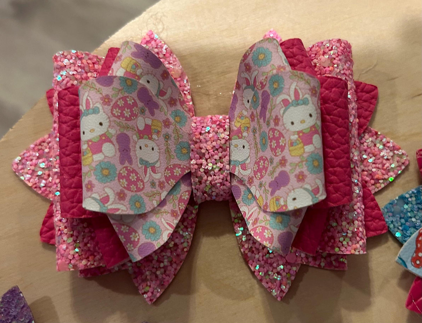 Can customize colors, Glitter Tumbler Bow for Stanley, straw topper, Easter peeps bunny pastel lavender white pink purple hello kitty cat