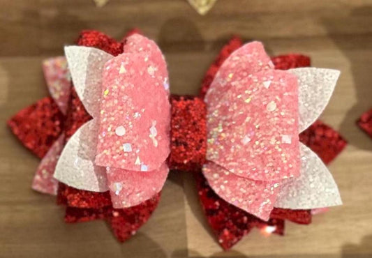 Stanley Tumbler Bow pink red Glitter Straw Topper valentine hearts white