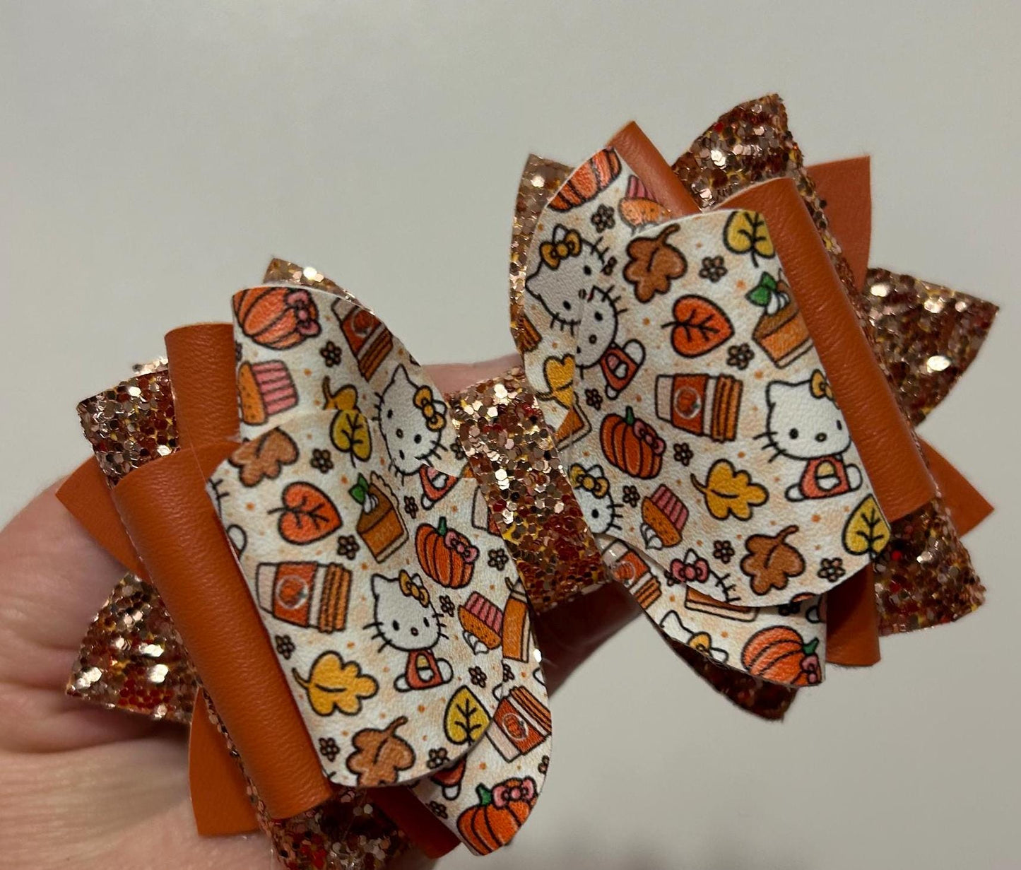 You pick colors - Pink hello kitty cat Tumbler Bow for Stanley, straw topper fall Thanksgiving leaves pumpkins, beige orange pumpkin spice