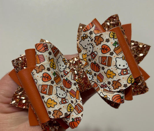 You pick colors - Pink hello kitty cat Tumbler Bow for Stanley, straw topper fall Thanksgiving leaves pumpkins, beige orange pumpkin spice