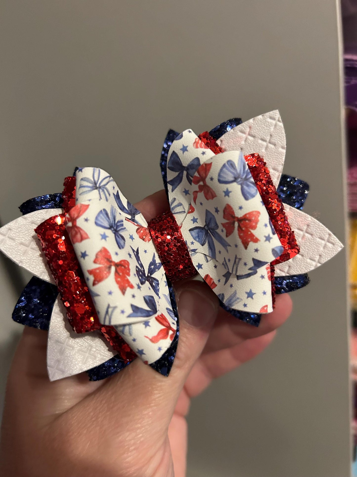 Glitter Tumbler Bow for Stanley, straw topper, red white blue patriotic navy USA glitter flag stars stripes and 4th of July coquette bows