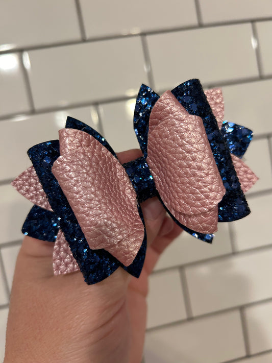 Straw topper bow for stanley tumbler straw.  Mesa blue corn, rodeo, navy and pink, western theme