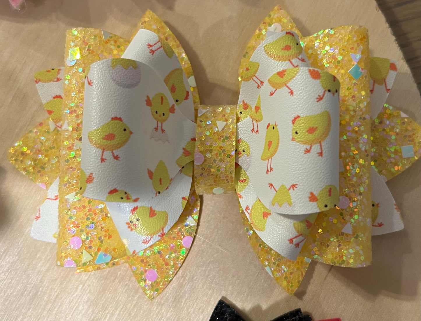 Can customize colors, Glitter Tumbler Bow for Stanley, straw topper, Easter peeps bunny pastel lavender white pink yellow check chicks