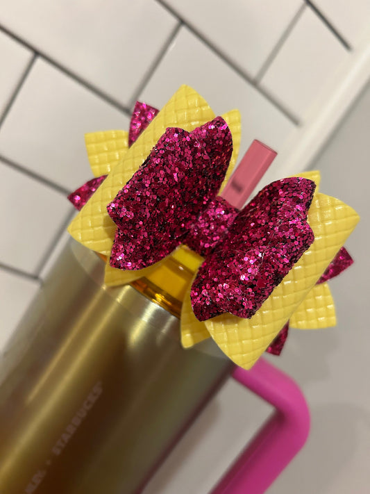 Stanley tumbler bow topper for straw stanley Starbucks summer purple yellow gold lakers glitter