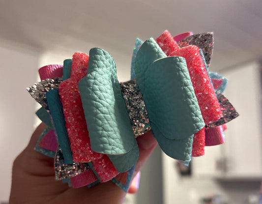 Glitter Tumbler Bow for Stanley, straw topper, moolah moo lah aqua teal peach orange orange Thailand two tone red iridescent