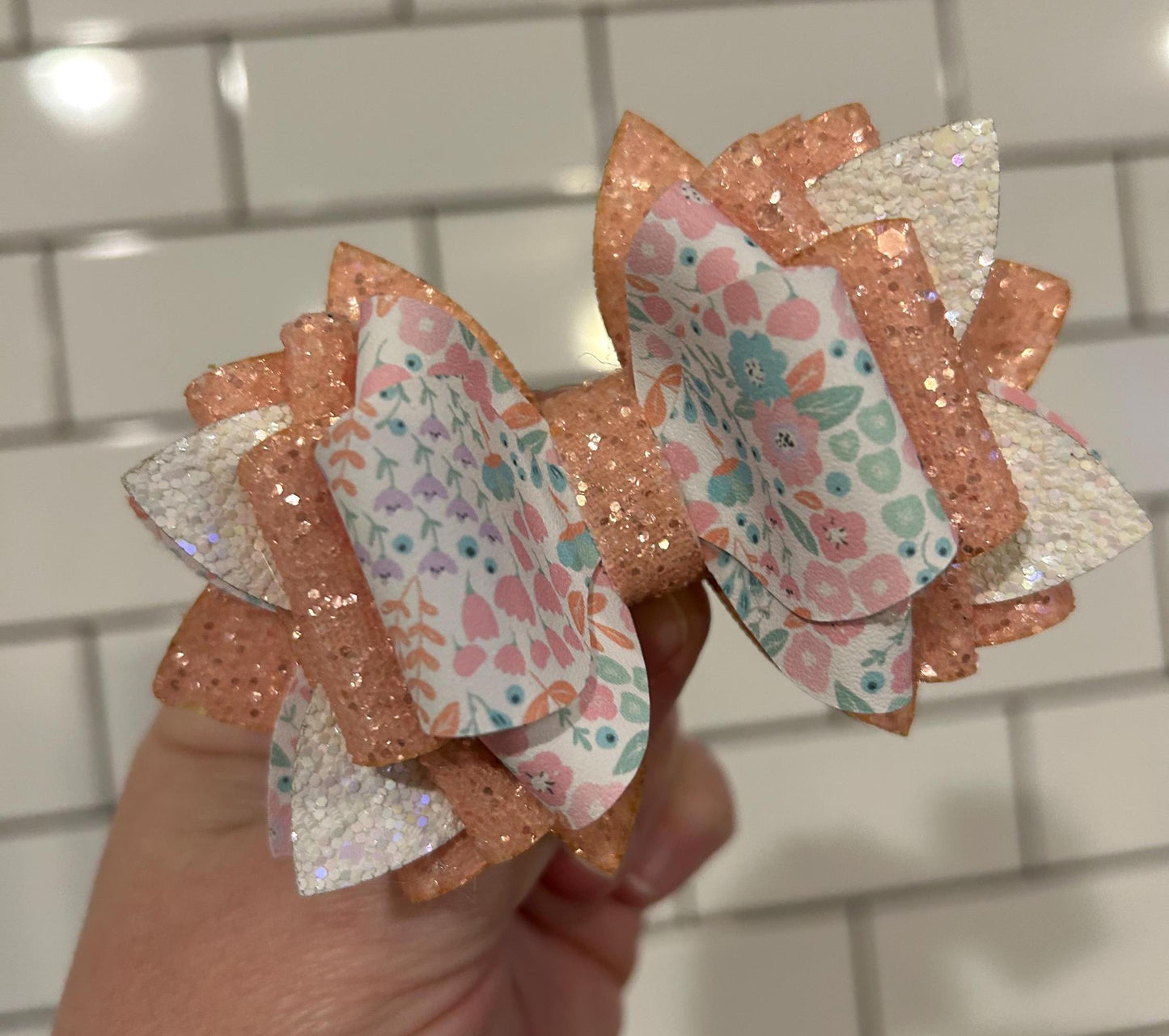 Can customize colors Glitter Tumbler Bow for Stanley, straw topper, Easter peeps flowers pastel lavender white pink purple creamsicle peach