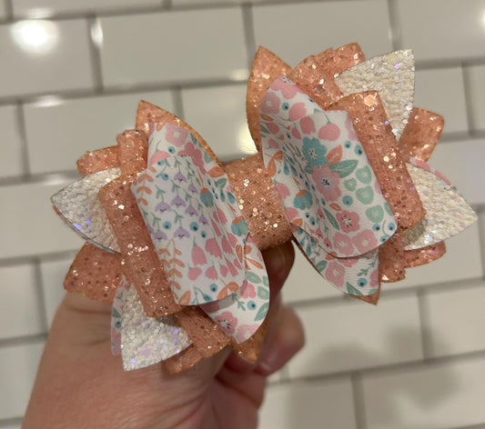 Can customize colors Glitter Tumbler Bow for Stanley, straw topper, Easter peeps flowers pastel lavender white pink purple creamsicle peach