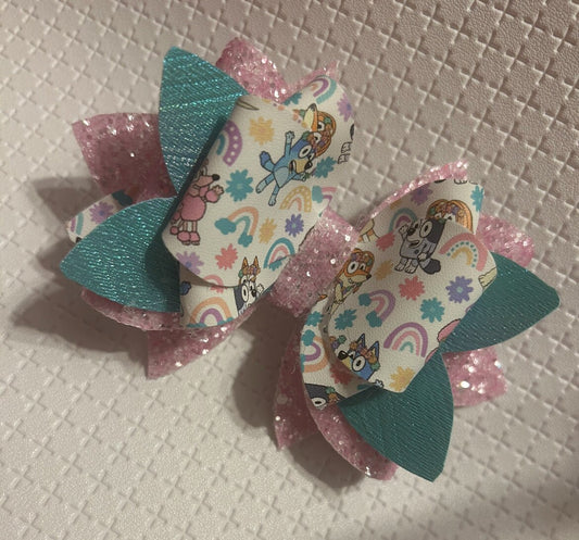 Bluey tumbler bow custom pick coordinating color pink teal lavender white blue dog Stanley bow topper for straw