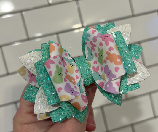 Can customize colors Glitter Tumbler Bow for Stanley, straw topper, Easter peeps bunny pastel lavender white pink purple mint julep peach