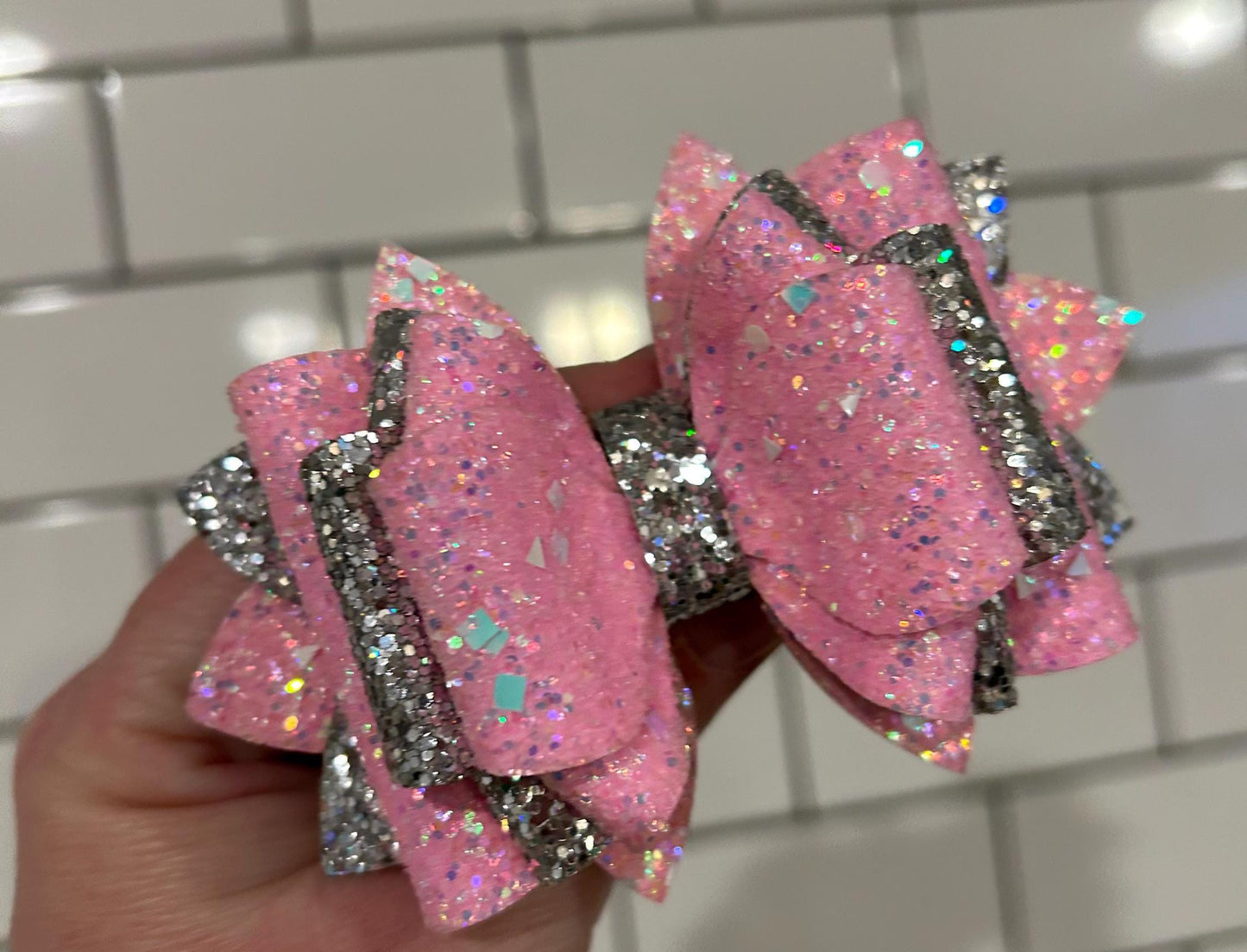 Can customize colors Glitter Tumbler Bow for Stanley, straw topper, Easter peeps bunny pastel lavender white sizzling pink silver glitters