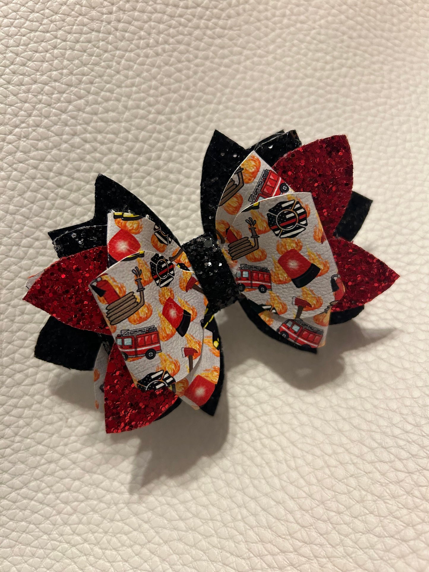 Glitter Tumbler Bow for Stanley, straw topper, fire fireman firefighter fighter yellow gray charcoal red white black