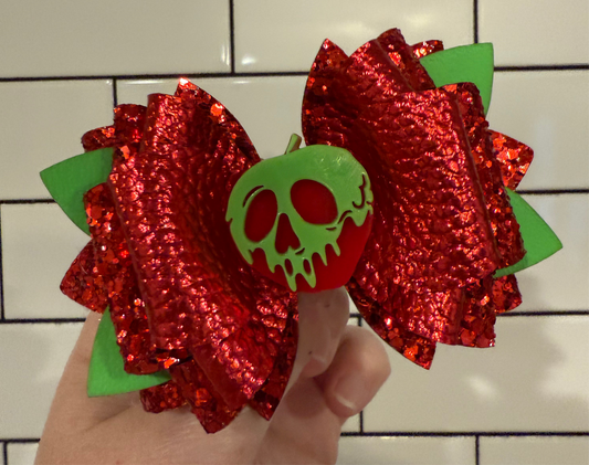Glitter Tumbler Bow for Stanley, straw topper, poison apple evil queen Halloween red lime green spooky