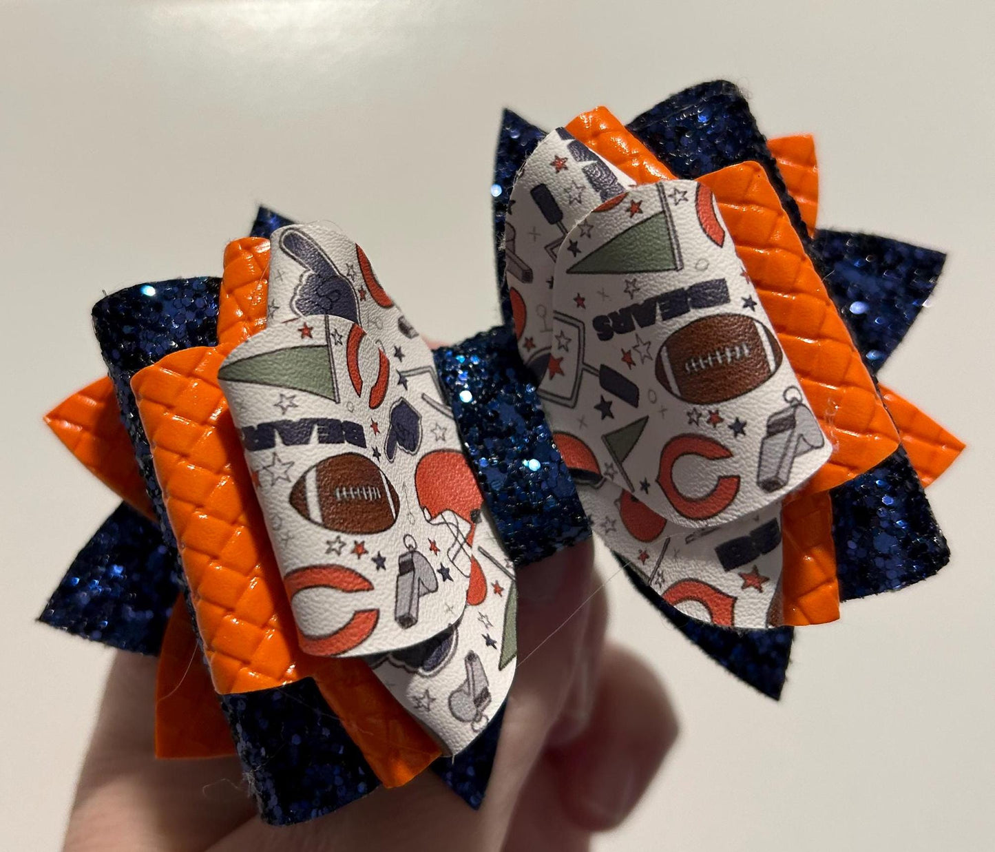 Custom chicago bears football Tumbler Bow for Stanley, straw topper navy blue orange white