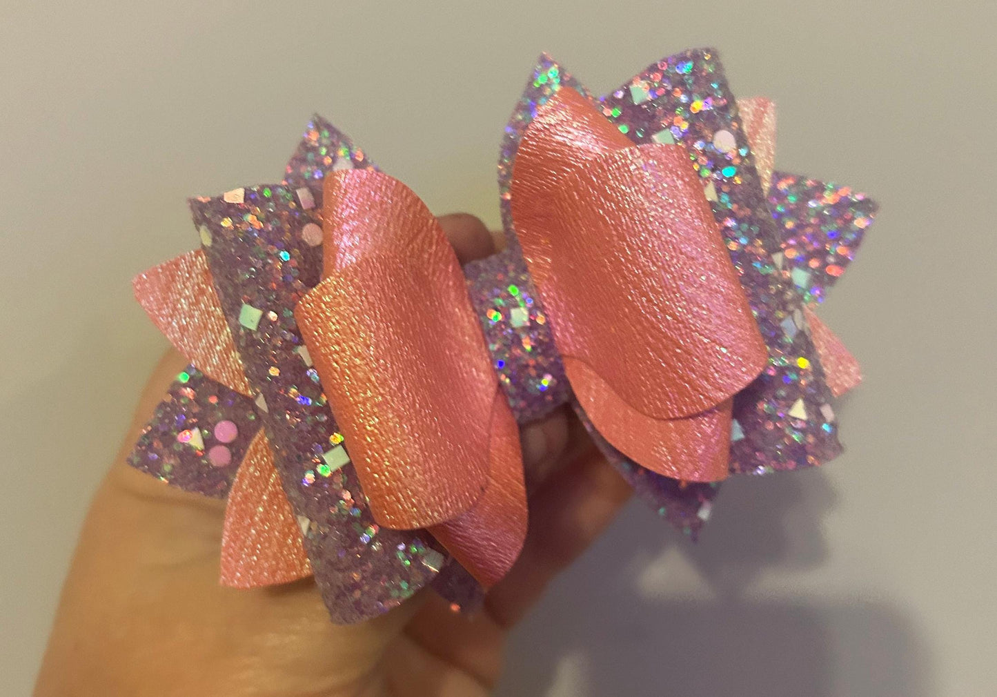 Glitter Tumbler Bow for Stanley, straw topper, orchid glimmer iridescent lavender peach pink coral purple periwinkle shimmer