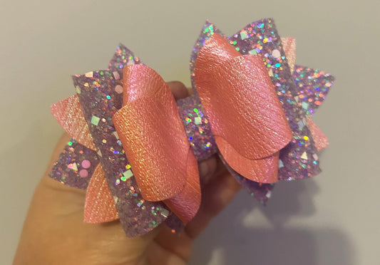 Glitter Tumbler Bow for Stanley, straw topper, orchid glimmer iridescent lavender peach pink coral purple periwinkle shimmer