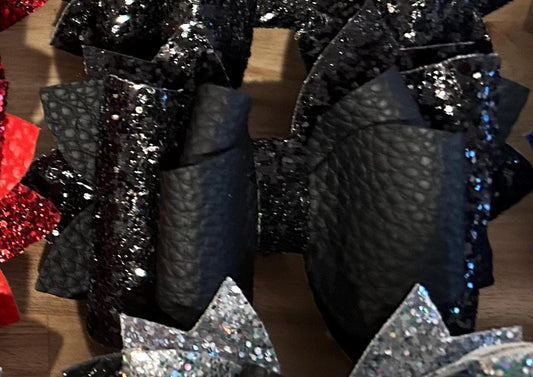 Glitter Tumbler Bow for Stanley, straw topper, black glitter jet black pebble