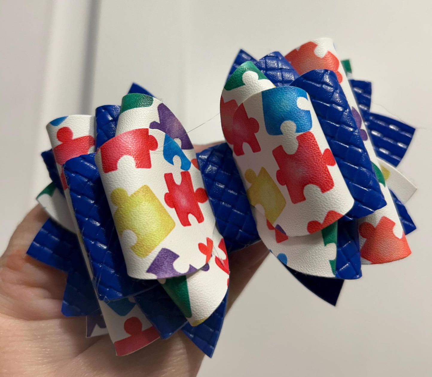 Custom autism puzzle piece Tumbler Bow for Stanley, straw topper choice of other color pink, red white blue purple black yellow  green