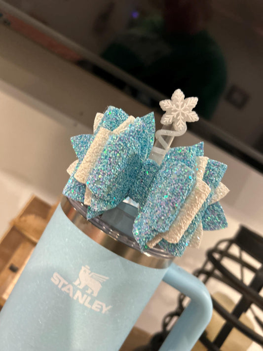 Stanley tumbler bow topper for straw Silver Cinderella spring love shack fancy everblooming rosette winter wonderland powder blue crush