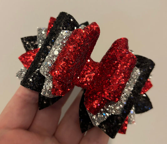 Glitter Tumbler Bow for Stanley, straw topper, black red silver glitter