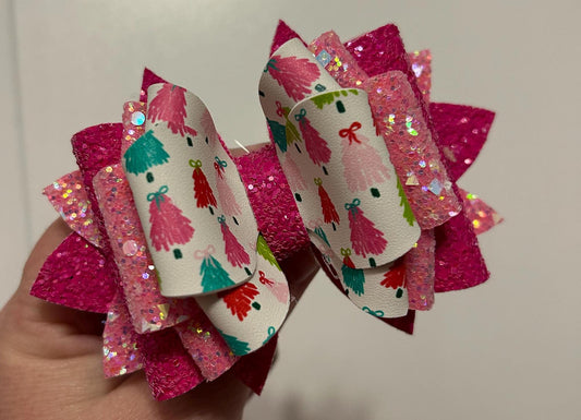 Pink fuchsia Tumbler Bow for Stanley, straw topper pink peony camelia fuchsia punch shimmer wicked  Christmas Santa tree snowflake white