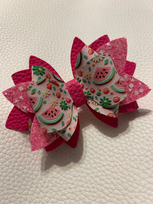 Glitter Tumbler Bow for Stanley, straw topper, hot pink green watermelon summer camelia fuchsia peony white