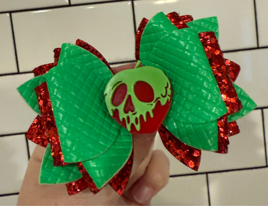 Glitter Tumbler Bow for Stanley, straw topper, poison apple evil queen Halloween lime green spooky red