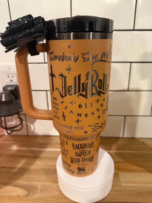 Engraved Stanley Quencher 2.0 tumbler in Camel 40oz, Jelly Roll theme