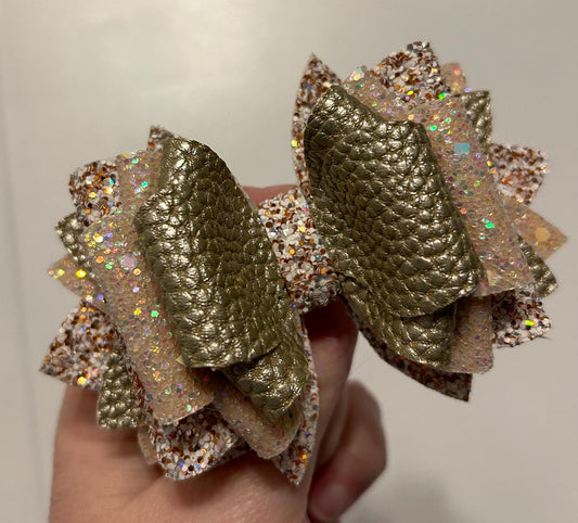 Gold Glitter Tumbler Bow for Stanley, straw topper, honey talks light tan gold champagne beige