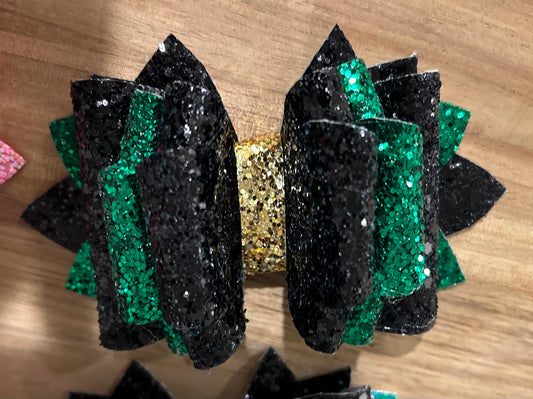 Stanley Tumbler Bow Glitter Straw Topper Wicked Gold green black Halloween wizard of oz Elphaba iridescent