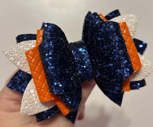 Tumbler Bow for Stanley, straw  navy blue white orange topper, navy blue orange astros bears Illini