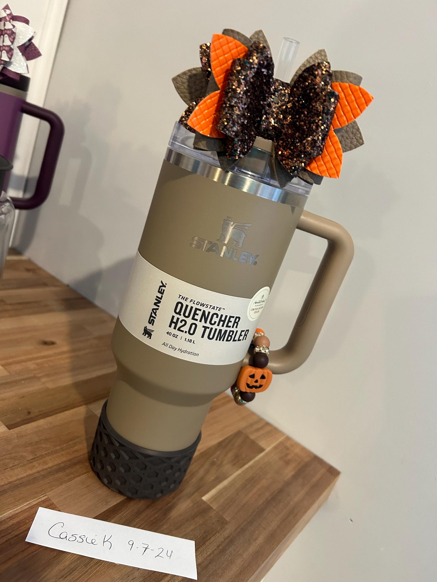 Glitter Tumbler Bow for Stanley, straw topper, basic brown orange turkey pumpkin spice coffee fall orange clay thanksgiving chocolate gold