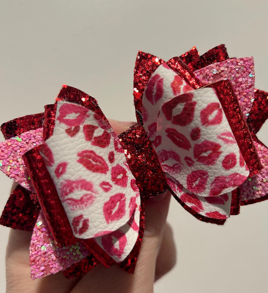 Stanley Tumbler Bow pink peony fuchsia red target valentine hearts lips hugs kisses Glitter Straw Topper valentine hot pink cranberry red