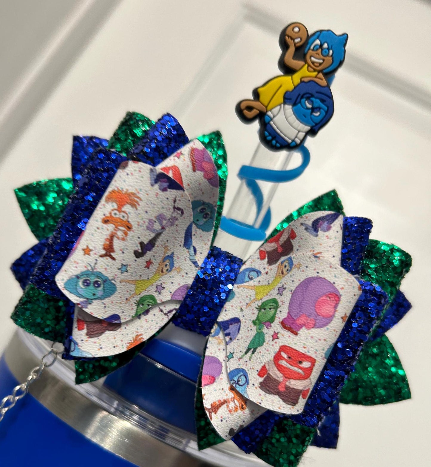 Emotions inside out Tumbler Bow for Stanley, straw topper blue orange red purple yellow green CAN CUSTOMIZE COLORS joy sadness anxiety