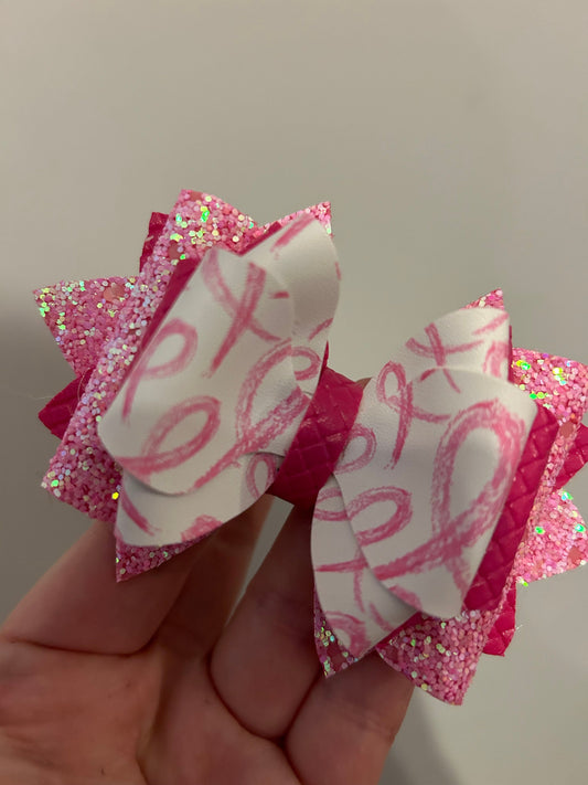 Stanley Tumbler Bow hot pink camelia breast cancer awareness ribbon love hearts Straw Topper