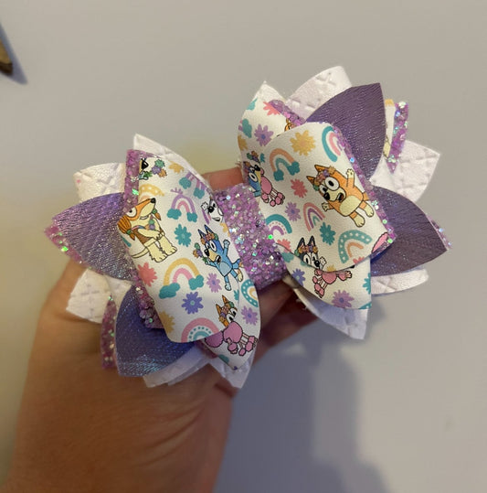 Bluey tumbler bow custom pick coordinating color pink teal lavender white blue dog Stanley bow topper for straw